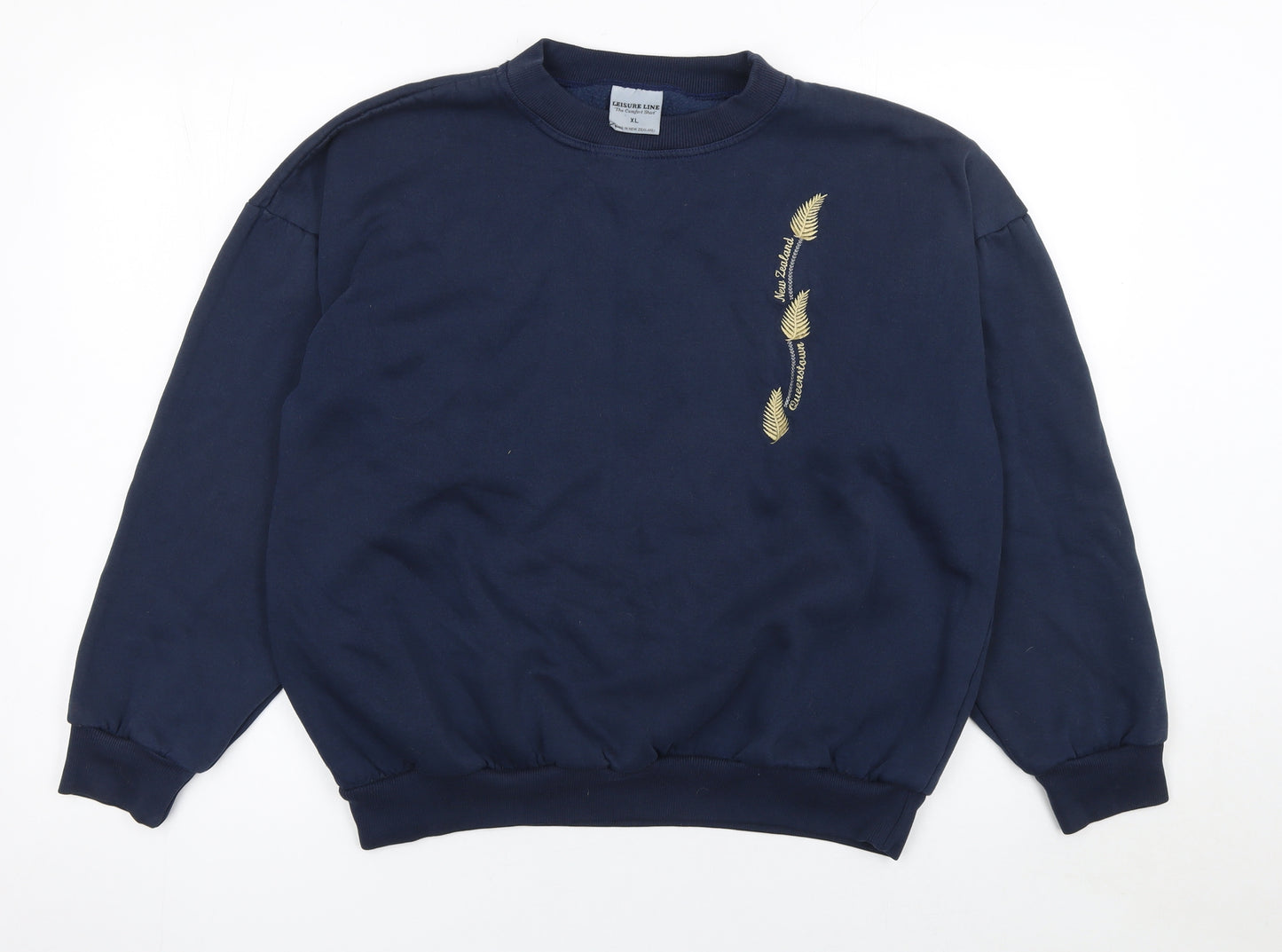 Leisure Line Women's Navy Blue Embroidered Pullover Sweatshirt XL