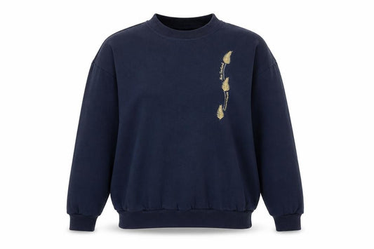 Front view of Leisure Line Women's Navy Blue Embroidered Pullover Sweatshirt XL