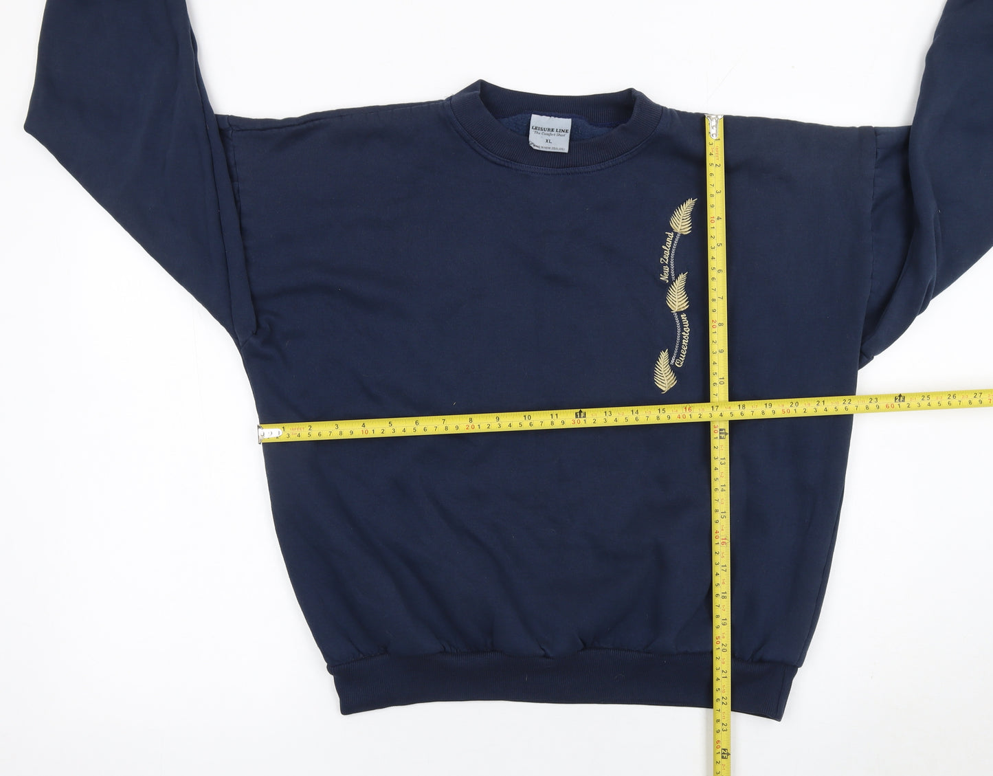 Leisure Line Women's Navy Blue Embroidered Pullover Sweatshirt XL