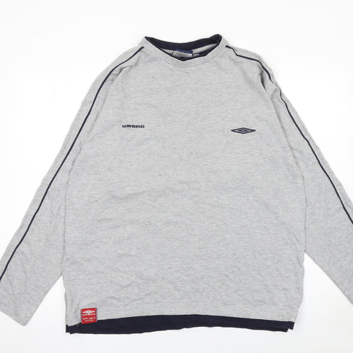 Umbro Men's Grey Long Sleeve Sports T-Shirt L Regular Fit