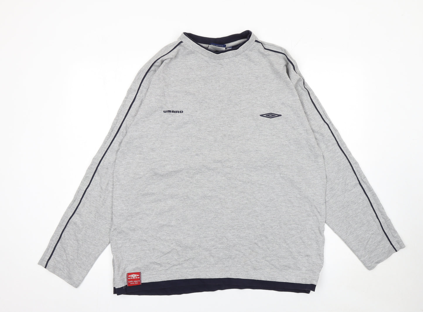 Umbro Men's Grey Long Sleeve Sports T-Shirt L Regular Fit