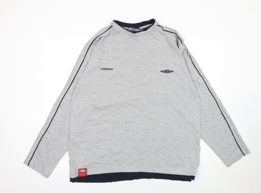 Umbro Men's Grey Long Sleeve Sports T-Shirt L Regular Fit