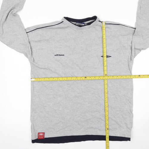 Umbro Men's Grey Long Sleeve Sports T-Shirt L Regular Fit