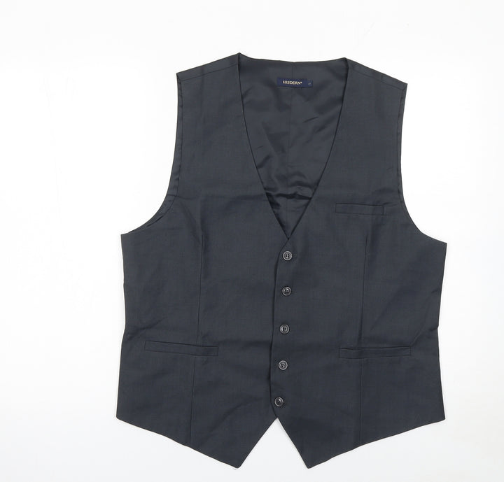 HISDERN Men's Black Formal Waistcoat L Regular Fit Classic Style