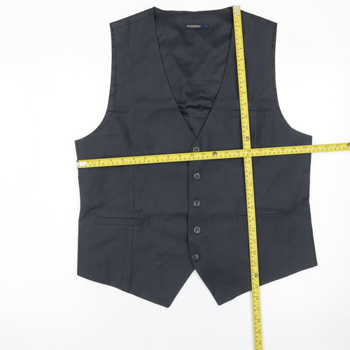 HISDERN Men's Black Formal Waistcoat L Regular Fit Classic Style