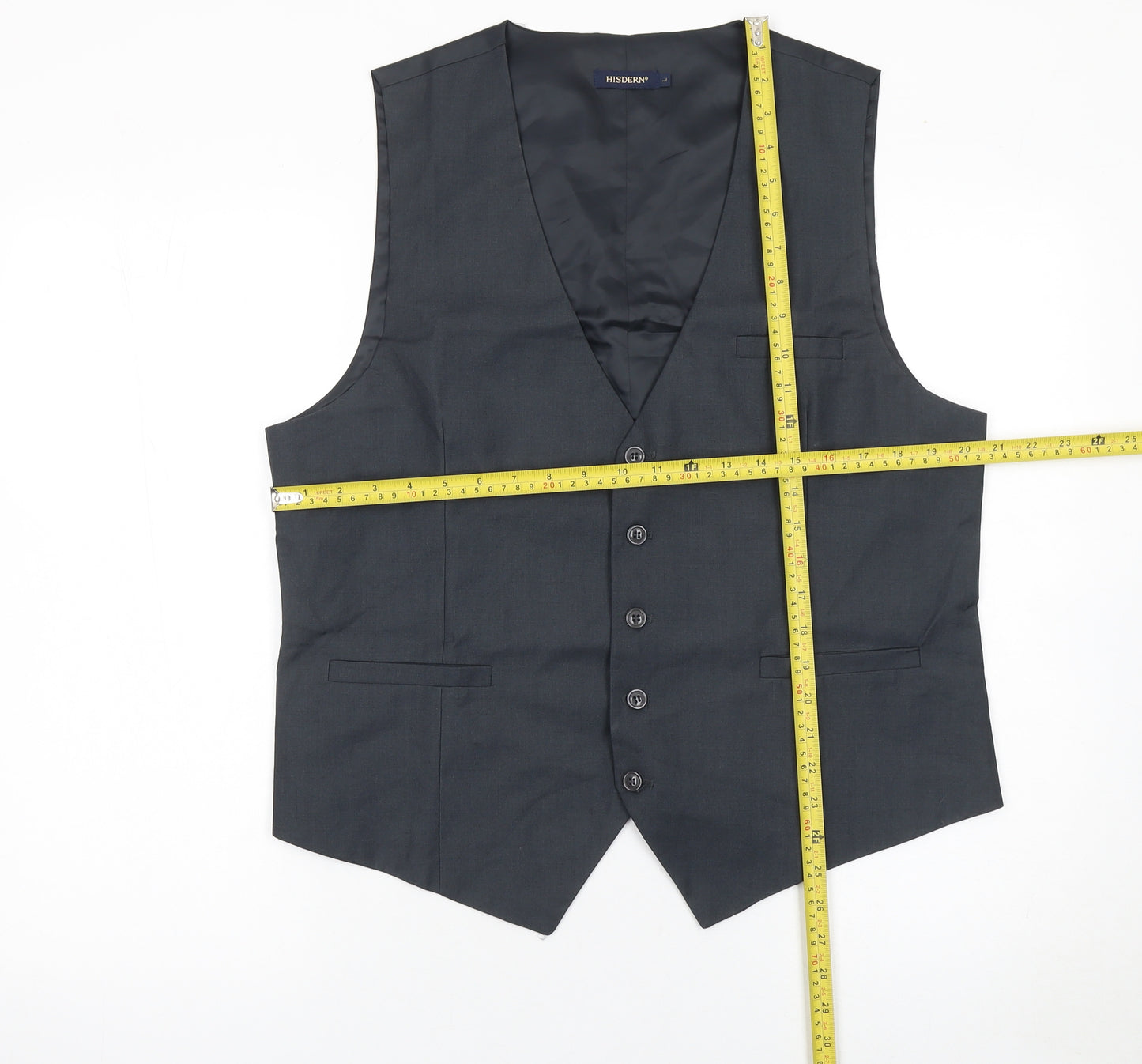 HISDERN Men's Black Formal Waistcoat L Regular Fit Classic Style