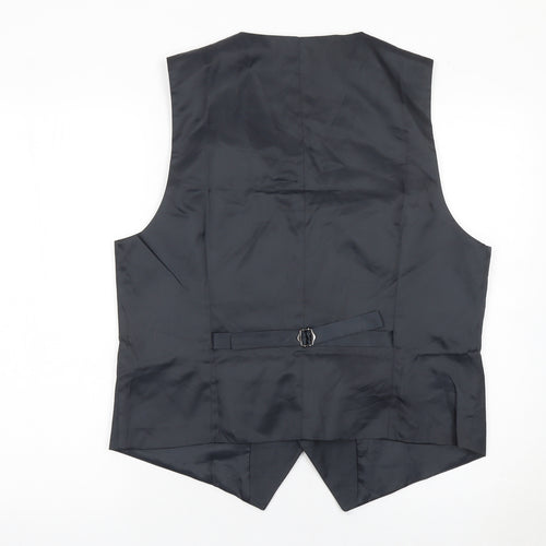 HISDERN Men's Black Formal Waistcoat L Regular Fit Classic Style