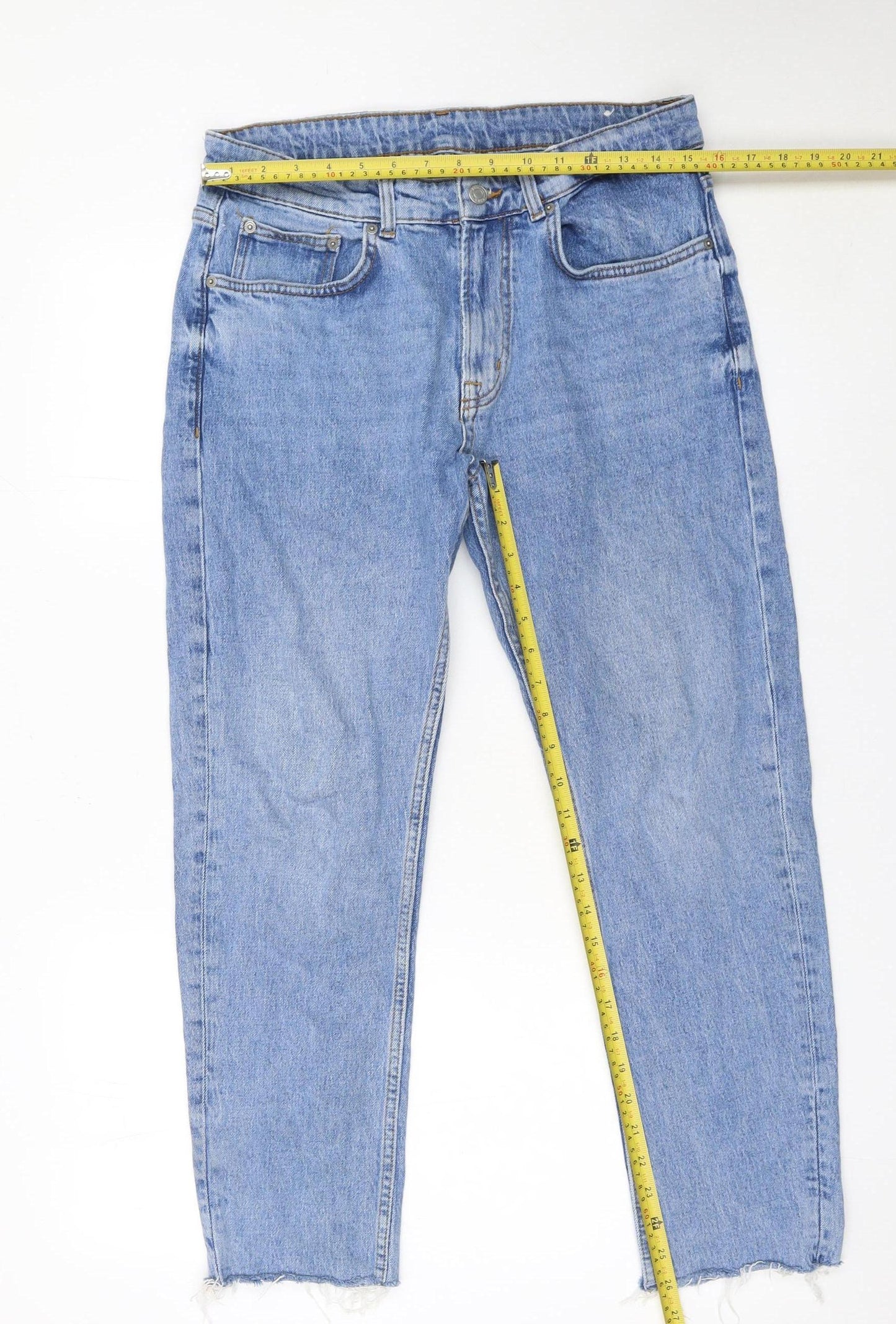 ZARA Men Blue Regular Fit Straight Stretch Denim Jeans Size 31