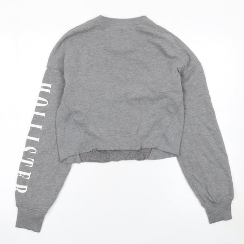 Hollister Women’s Grey Cropped Pullover Sweatshirt XS Cotton Blend