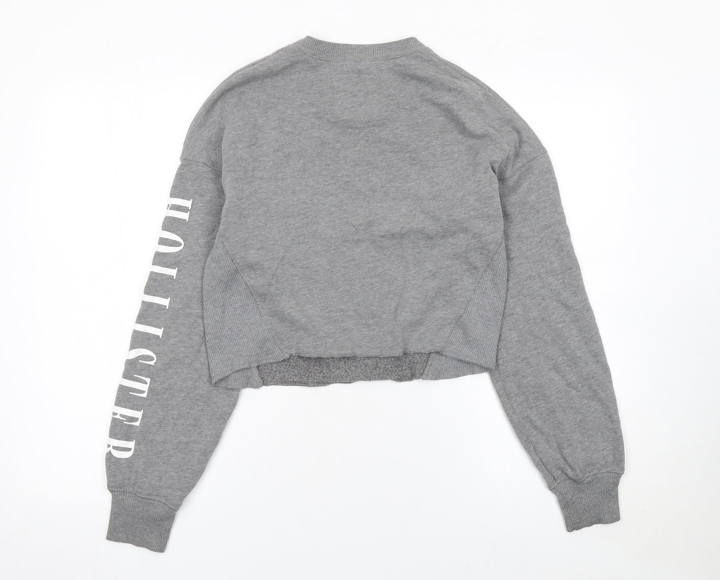 Hollister Women’s Grey Cropped Pullover Sweatshirt XS Cotton Blend