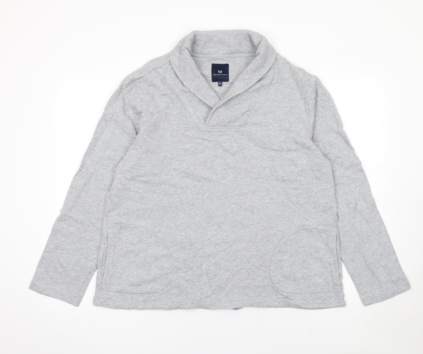 Crew Clothing Company Women Grey Size 14 Cotton Pullover Sweatshirt