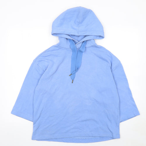 ONLY Women's Blue Pullover Hoodie 3/4 Sleeve Size 8 Cotton Blend