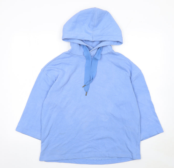 ONLY Women's Blue Pullover Hoodie 3/4 Sleeve Size 8 Cotton Blend