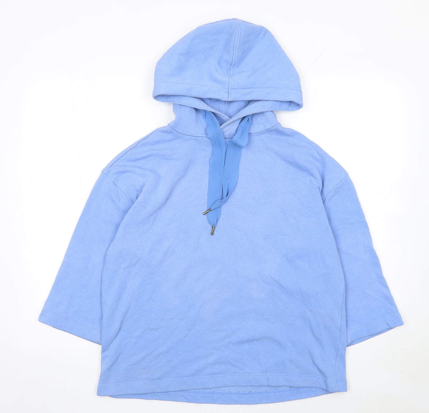ONLY Women's Blue Pullover Hoodie 3/4 Sleeve Size 8 Cotton Blend
