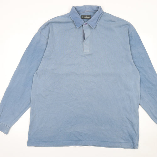 Hawkshead Men's Blue Long Sleeve Cotton Polo Shirt XL