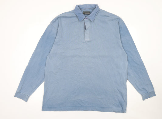 Hawkshead Men's Blue Long Sleeve Cotton Polo Shirt XL