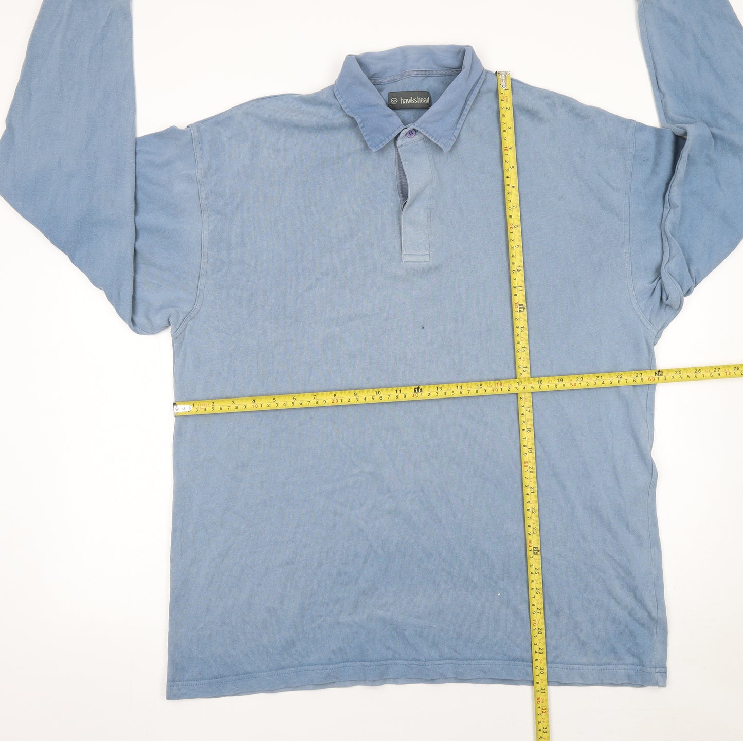 Hawkshead Men's Blue Long Sleeve Cotton Polo Shirt XL