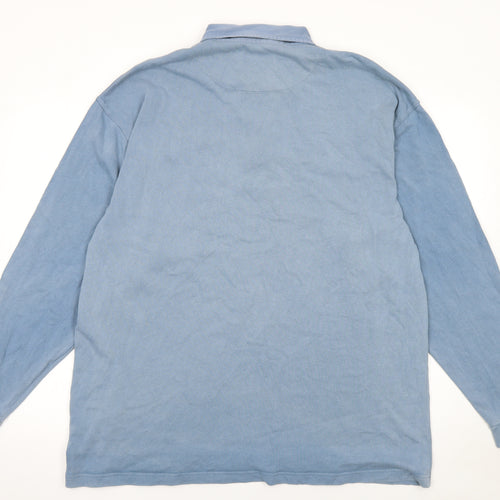 Hawkshead Men's Blue Long Sleeve Cotton Polo Shirt XL