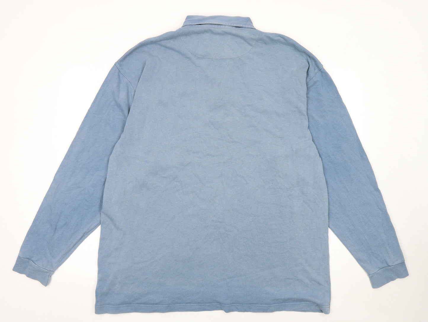 Hawkshead Men's Blue Long Sleeve Cotton Polo Shirt XL
