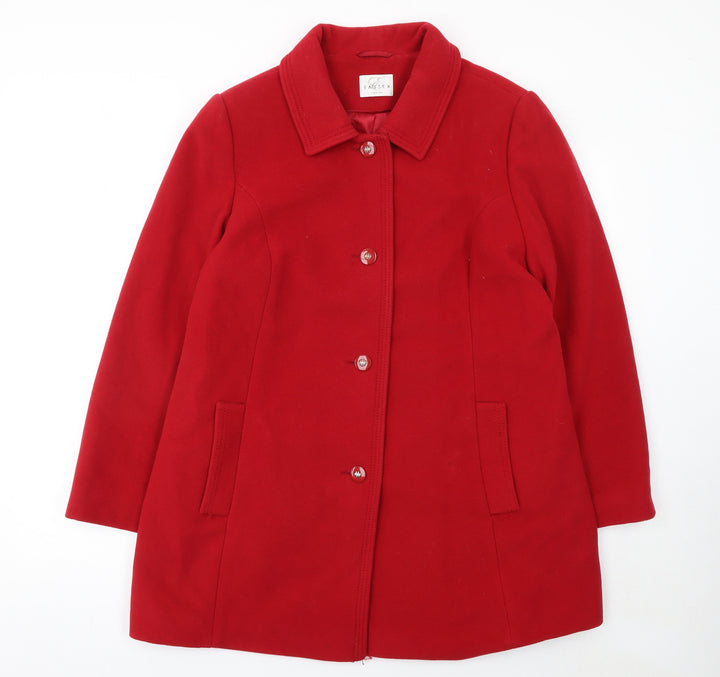 Eastex Women's Red Wool Cashmere Blend Mid-Length Coat Size 16
