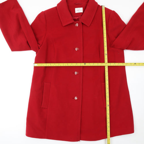 Eastex Women's Red Wool Cashmere Blend Mid-Length Coat Size 16