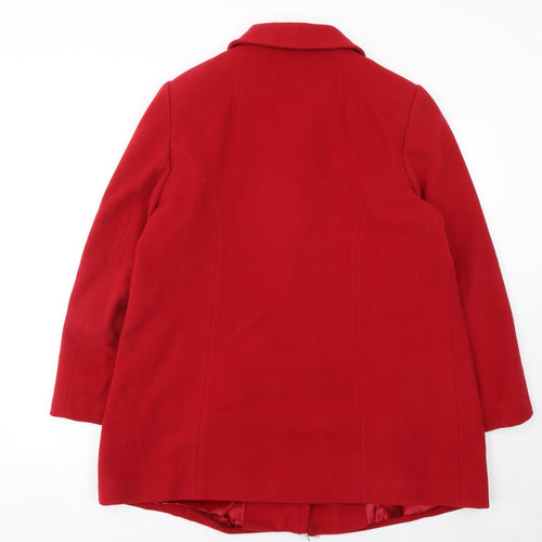 Eastex Women's Red Wool Cashmere Blend Mid-Length Coat Size 16