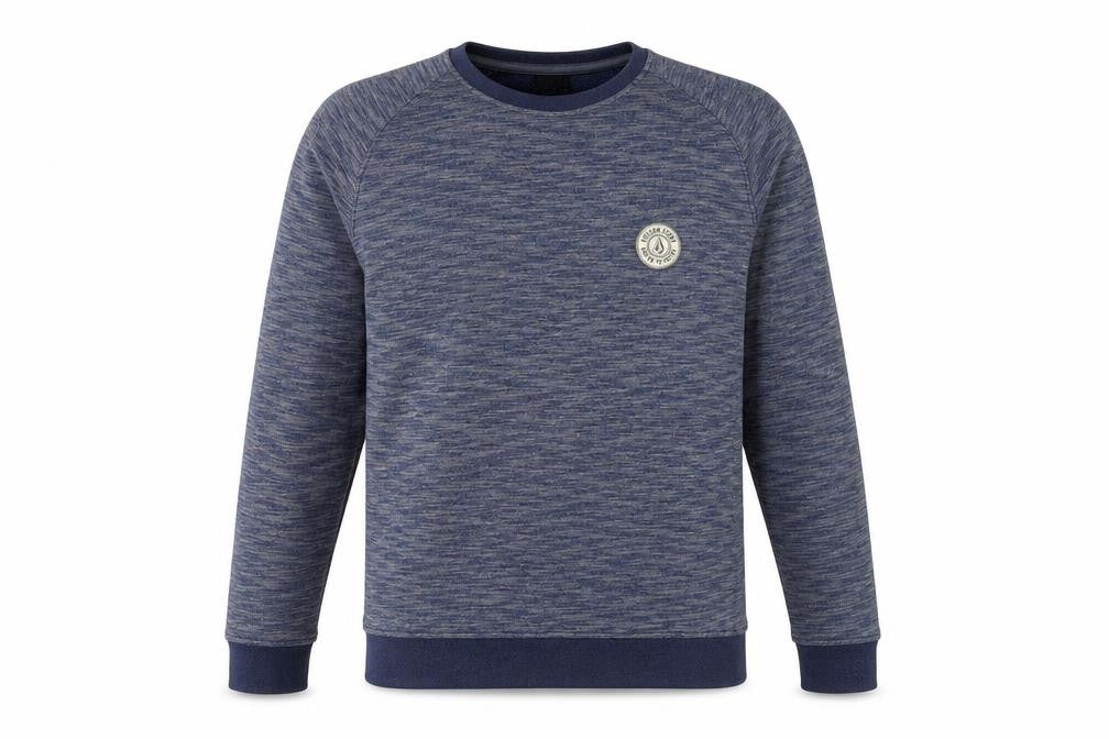 Front view of Volcom Men's Blue Knit Crew Neck Pullover Sweatshirt, size S