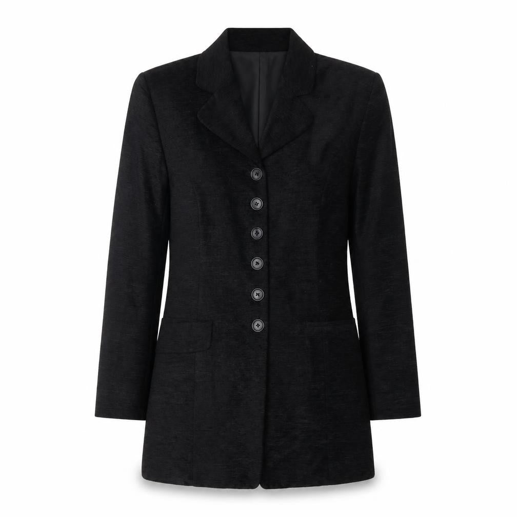 Front view of BHS Women’s Black, size UK 12, Longline Single-Breasted Blazer