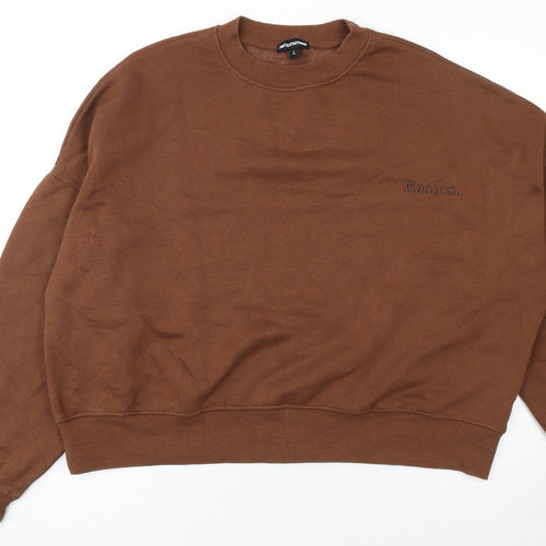PrettyLittleThing Women Brown L Pullover Crew Neck Sweatshirt