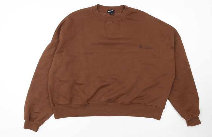 PrettyLittleThing Women Brown L Pullover Crew Neck Sweatshirt