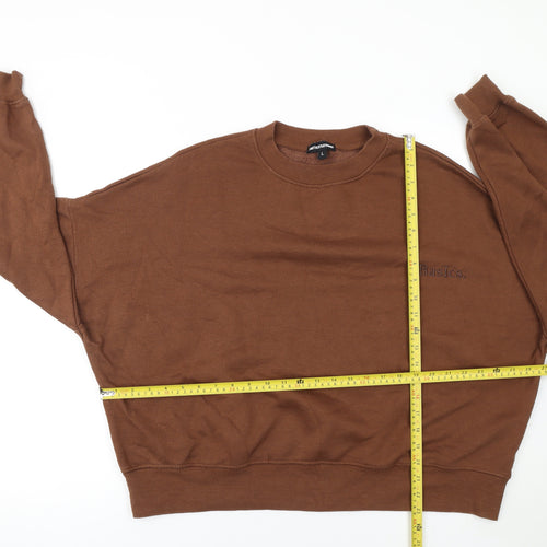 PrettyLittleThing Women Brown L Pullover Crew Neck Sweatshirt