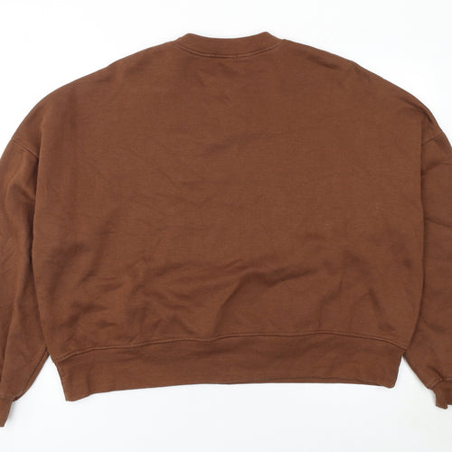 PrettyLittleThing Women Brown L Pullover Crew Neck Sweatshirt