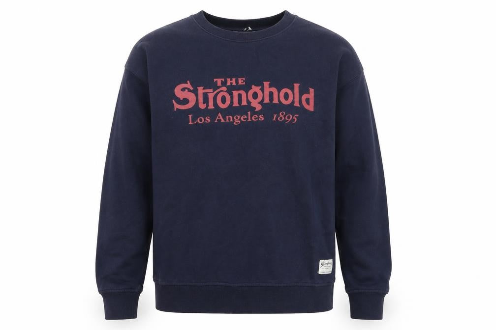 Front view of The Stronghold Men’s Navy Blue Pullover Sweatshirt Medium
