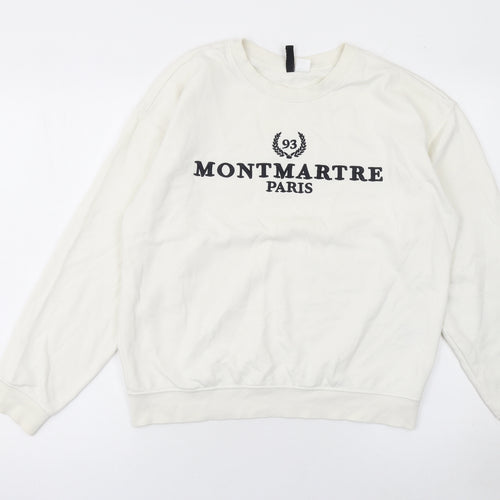 H&M Divided Women White Montmartre Paris Pullover Sweatshirt S