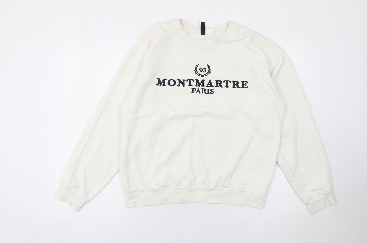 H&M Divided Women White Montmartre Paris Pullover Sweatshirt S