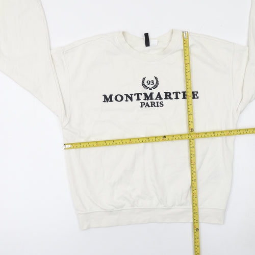 H&M Divided Women White Montmartre Paris Pullover Sweatshirt S