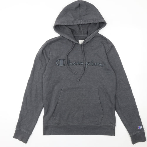 Champion Men’s Grey Pullover Hoodie S Regular Fit Logo Sweatshirt