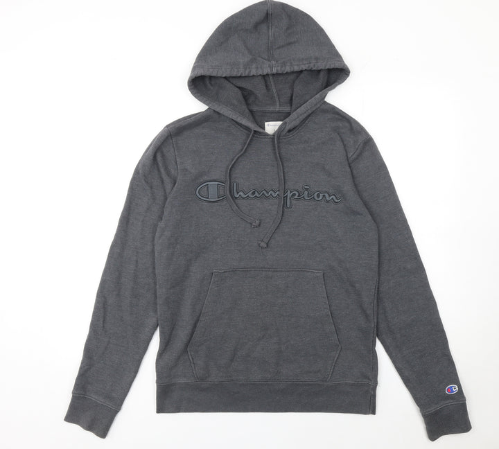 Champion Men’s Grey Pullover Hoodie S Regular Fit Logo Sweatshirt