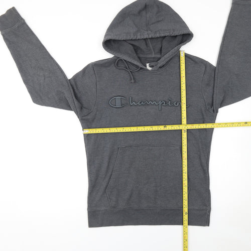 Champion Men’s Grey Pullover Hoodie S Regular Fit Logo Sweatshirt