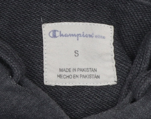 Champion Men’s Grey Pullover Hoodie S Regular Fit Logo Sweatshirt