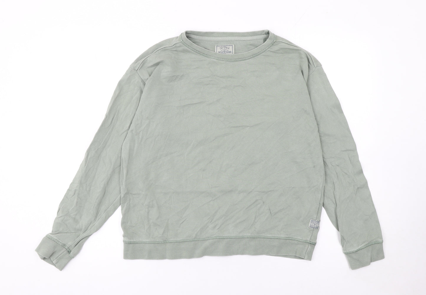 Fat Face Women’s Green Cotton Crew Neck Pullover Sweatshirt UK 8