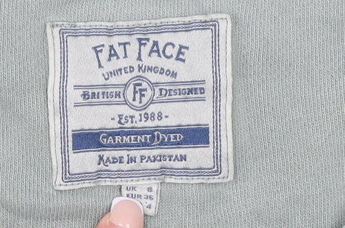 Fat Face Women’s Green Cotton Crew Neck Pullover Sweatshirt UK 8