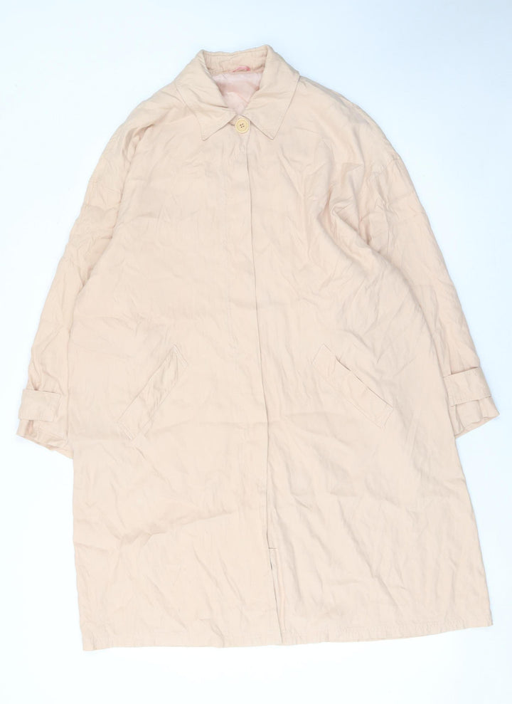 iBlues Women Beige Long Trench Coat Size 10 Viscose Blend Classic Style