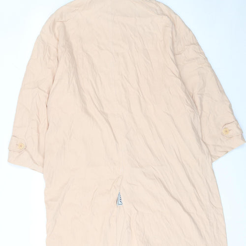 iBlues Women Beige Long Trench Coat Size 10 Viscose Blend Classic Style