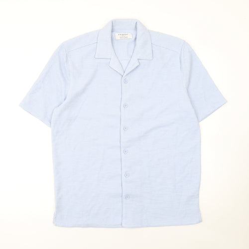 Primark Men’s Blue Short Sleeve Button-Up Knit Shirt Size S
