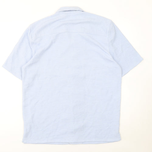 Primark Men’s Blue Short Sleeve Button-Up Knit Shirt Size S