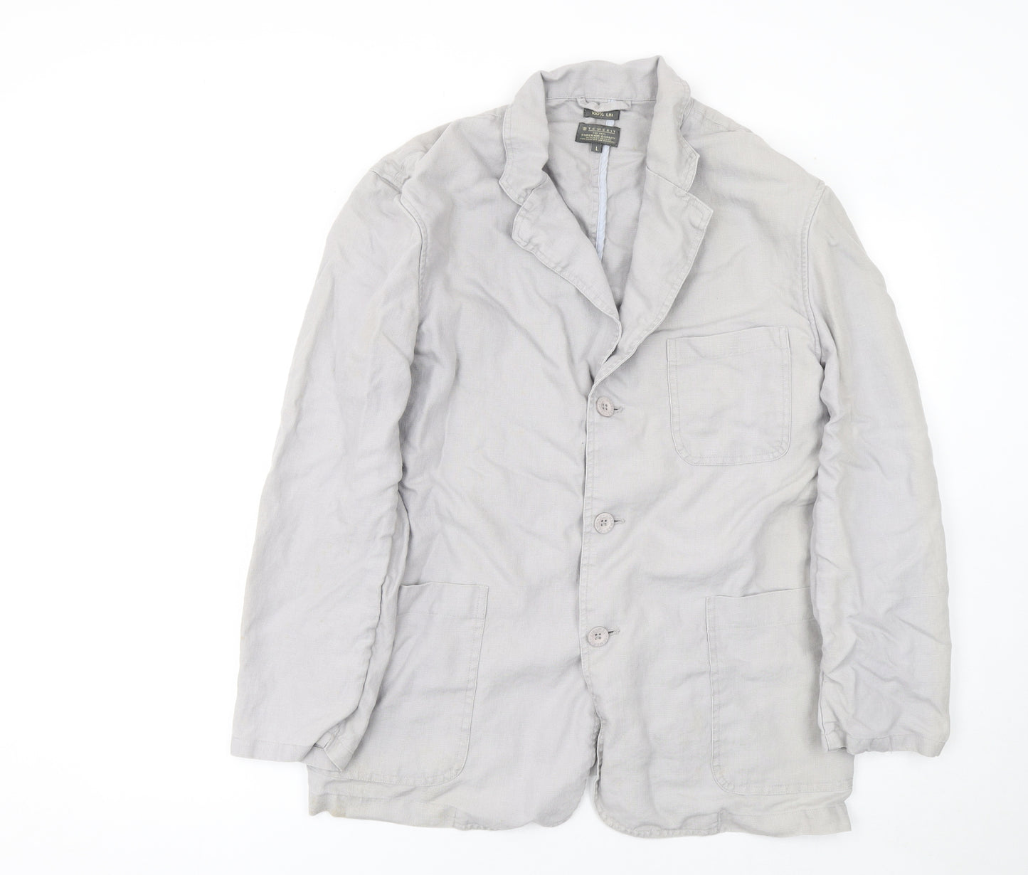 Temerit Women Beige Linen Sport Coat L Lightweight Single Breasted