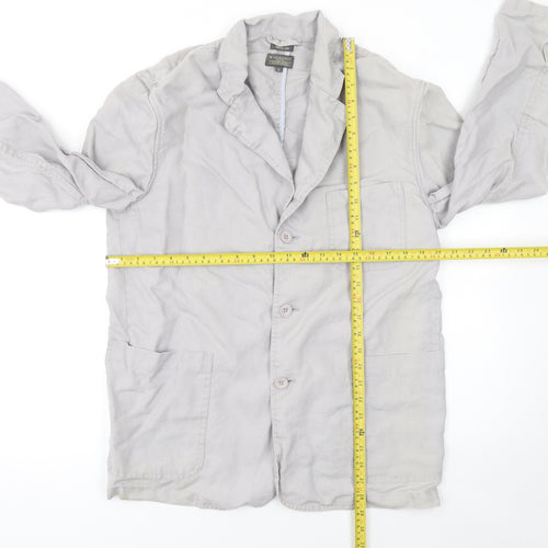 Temerit Women Beige Linen Sport Coat L Lightweight Single Breasted