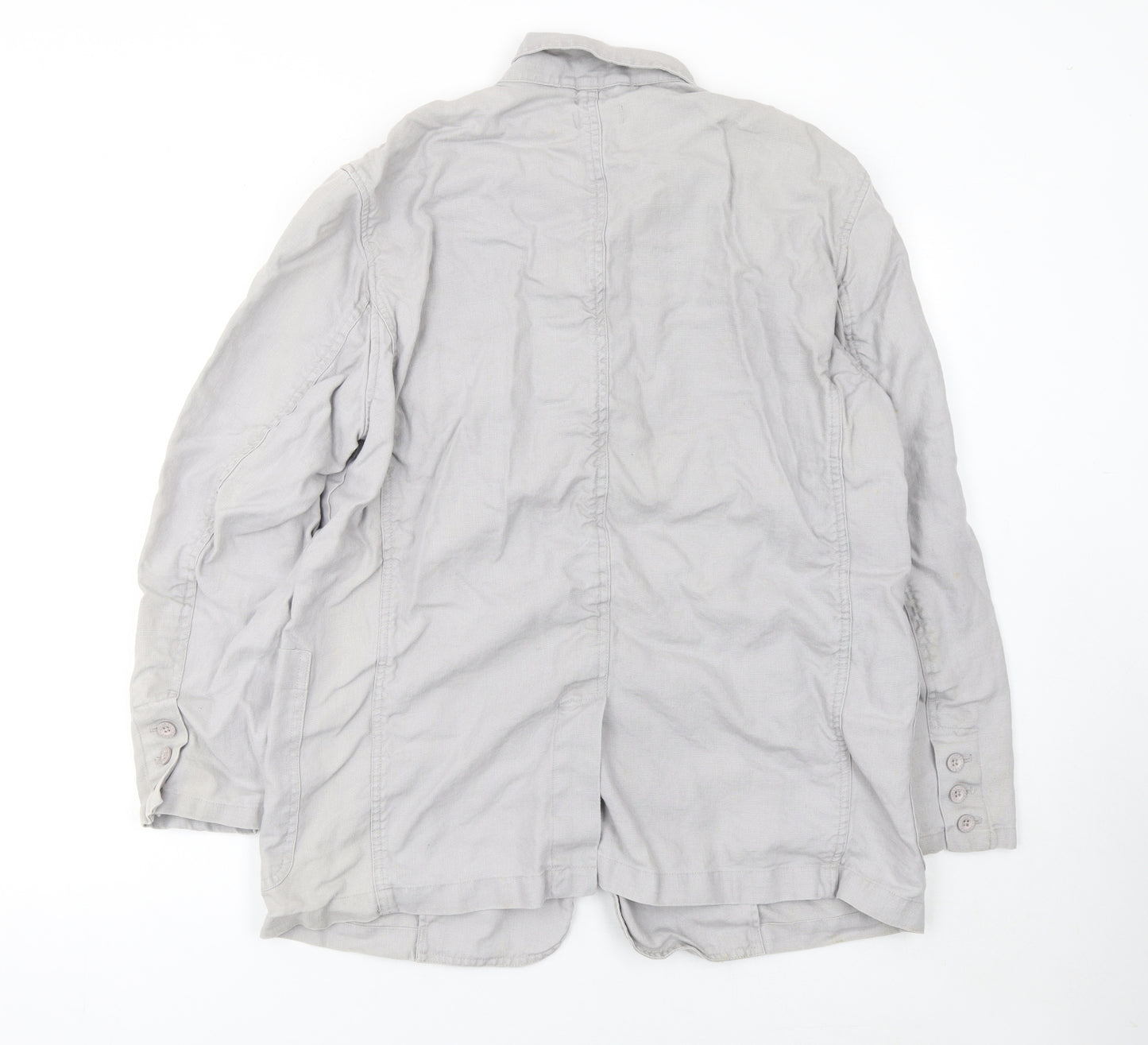 Temerit Women Beige Linen Sport Coat L Lightweight Single Breasted