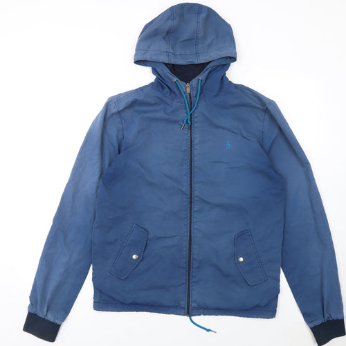 Original Penguin Men's Blue Hooded Windbreaker Jacket Size M
